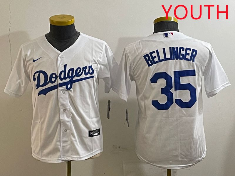 Youth Los Angeles Dodgers #35 Bellinger White Game 2025 Nike MLB Jersey style 3->youth mlb jersey->Youth Jersey